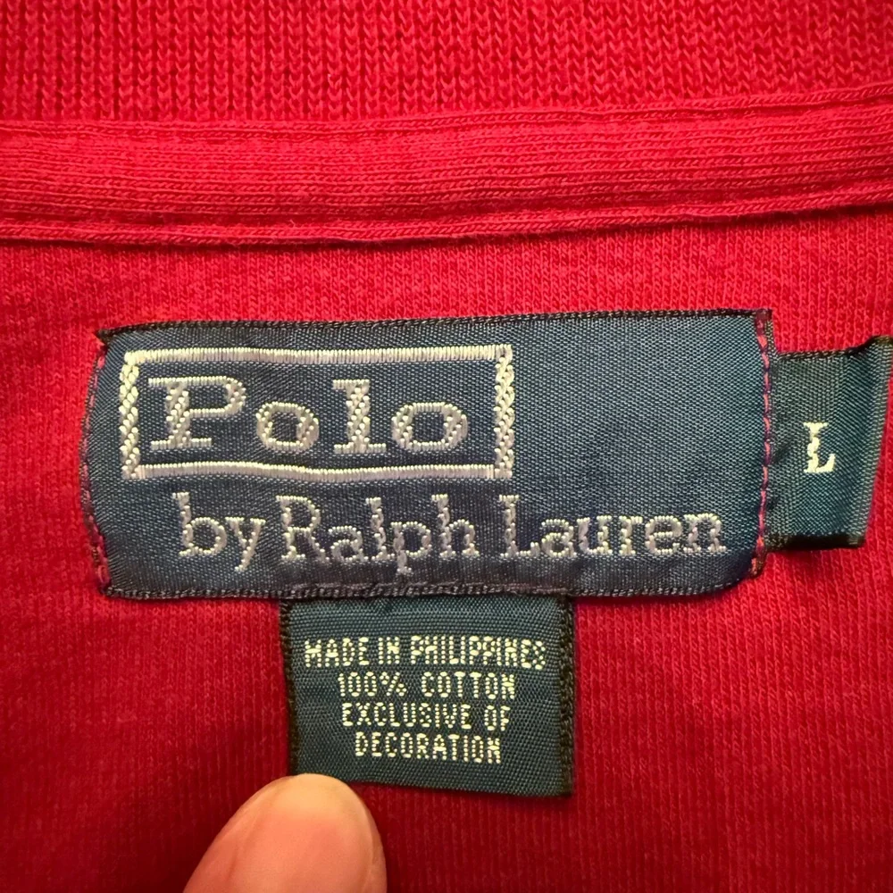 Polo Ralph Lauren | Size Large | Mens Red Quarter Zip Up Sweater 100% Cotton